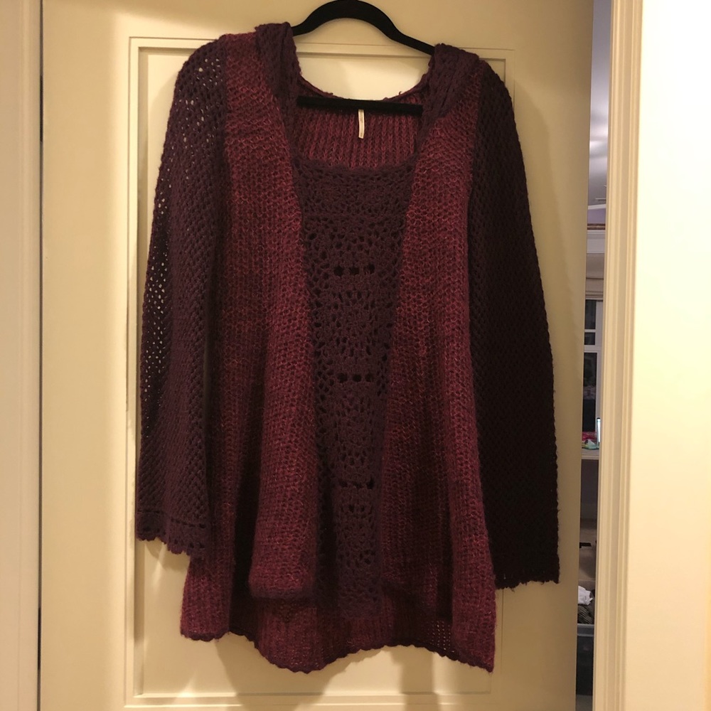 Free People maroon crochet knit tunic